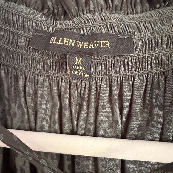 Ellen Weaver Silky Green Blouse Two Toned Size M Oversized Top Flowy - Picture 6 of 6